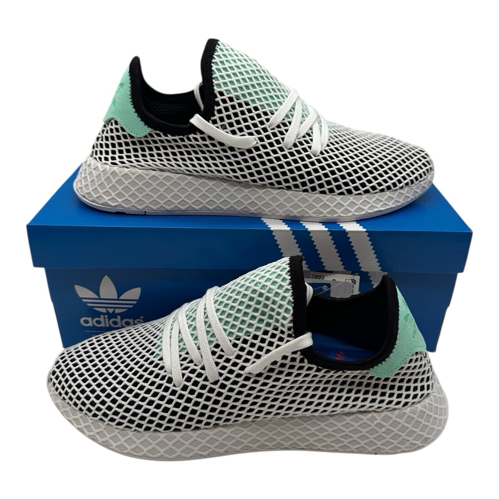 Adidas Deerupt Runner Running Shoes Mens 11.5 Black/Green/White Sneakers B28076